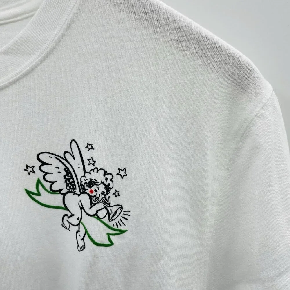 J‎ Crew Mens Size Medium Relaxed Cherub Vintage-Wash Cotton Graphic T-shirt 010